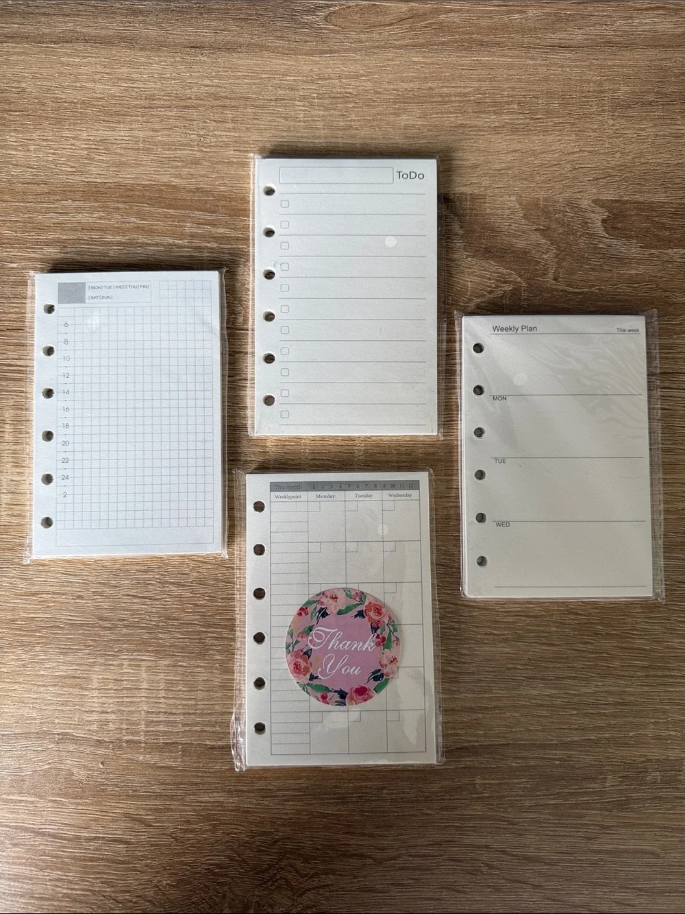 NWT Paper Planner Refill Pack - 6 Ring White To-Do & Weekly Pages for Agenda
